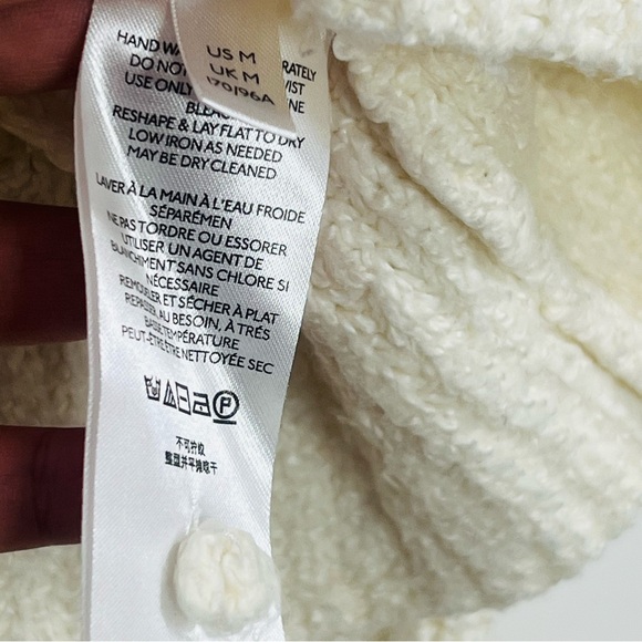 Anthropologie Textured Cream Turtleneck Knit Cotton Sweater Ribbed Warm Spring - Picture 8 of 8